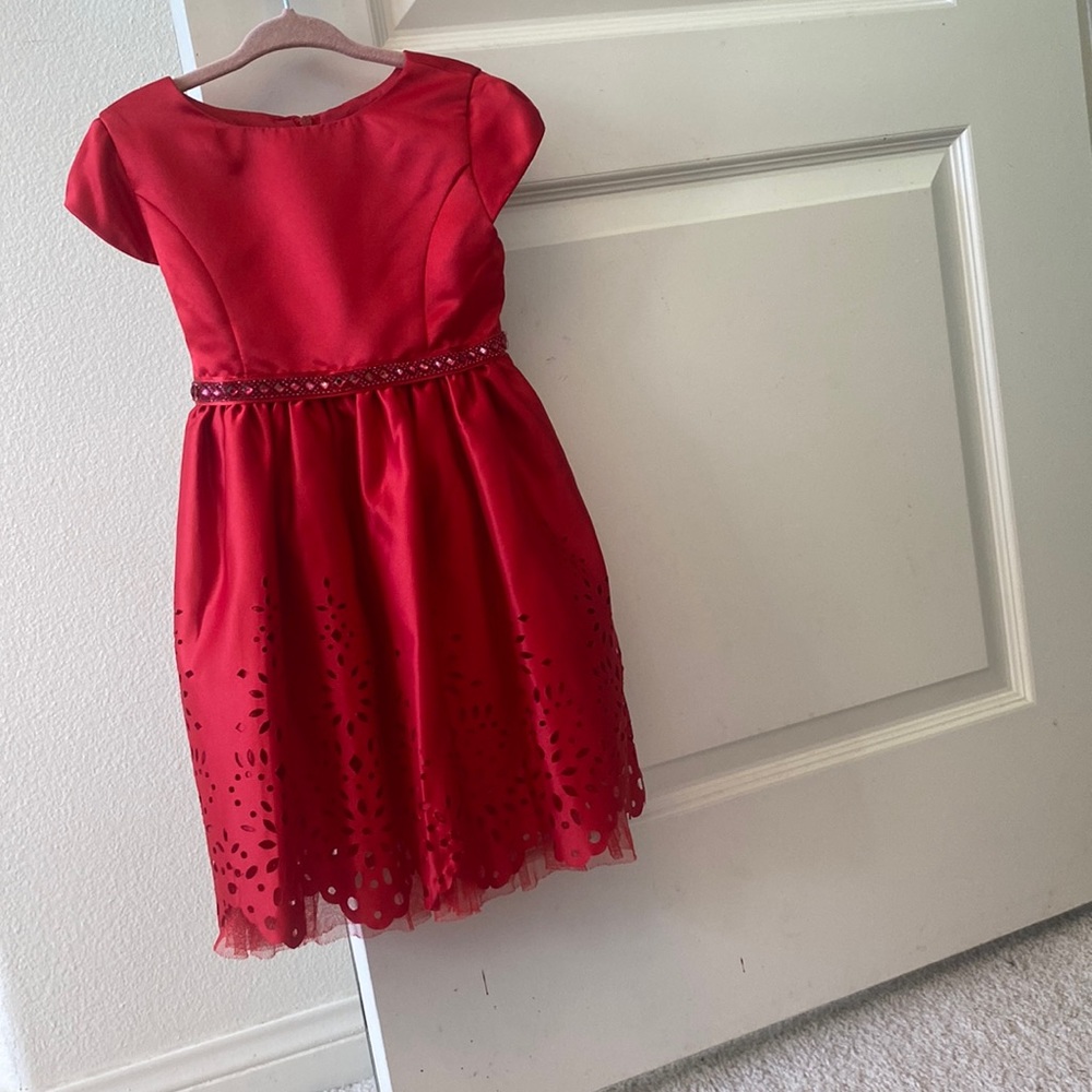 Sweet Heart Rose little girls red satin dress size 4T